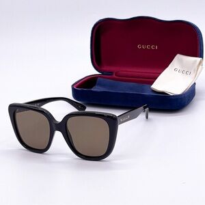 NEW‎ GUCCI G1169S 001 BLACK BROWN WOMEN OVERSIZED SUNGLASSES GUCCI